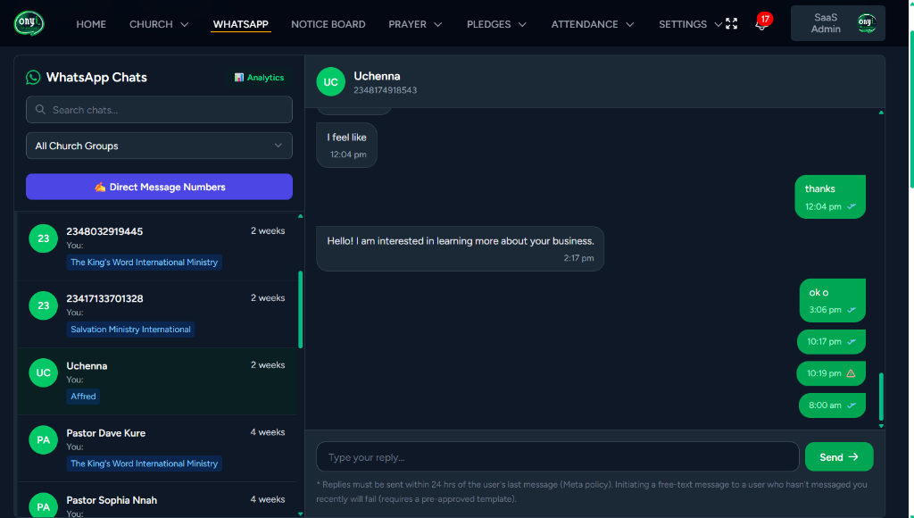 Multi-Channel Messaging Feature